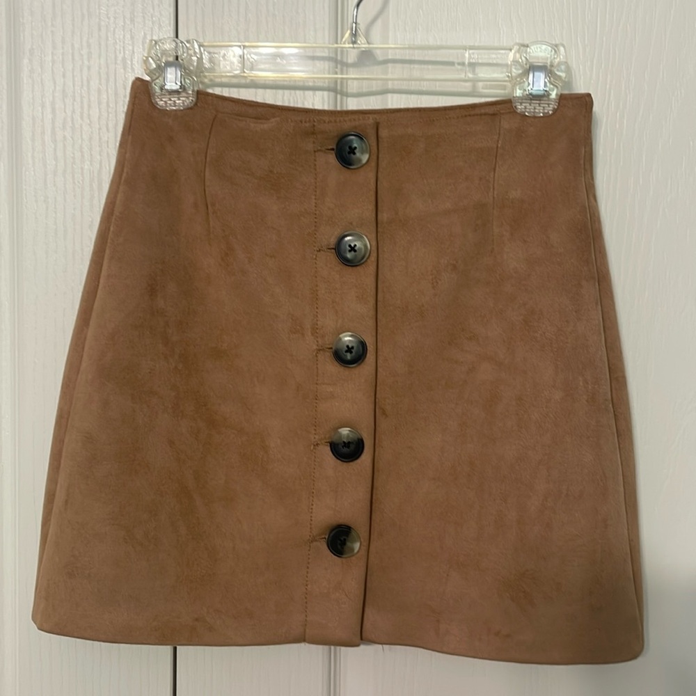 Bershka Tan Button Down Skirt in Size S